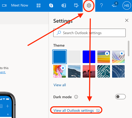 how to add signature outlook settings step 1 MailProvider.com